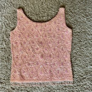 vintage shimmer beaded pink top